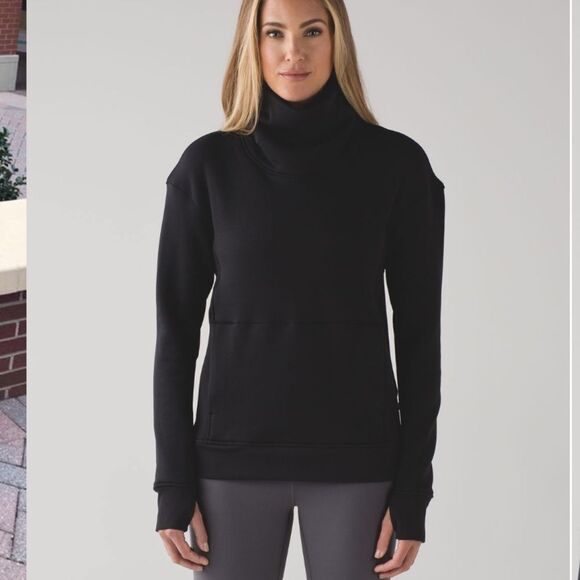 Lululemon Kick The Cold Funnel Neck Size 4‎ Black Sweatshirt - Picture 1 of 12